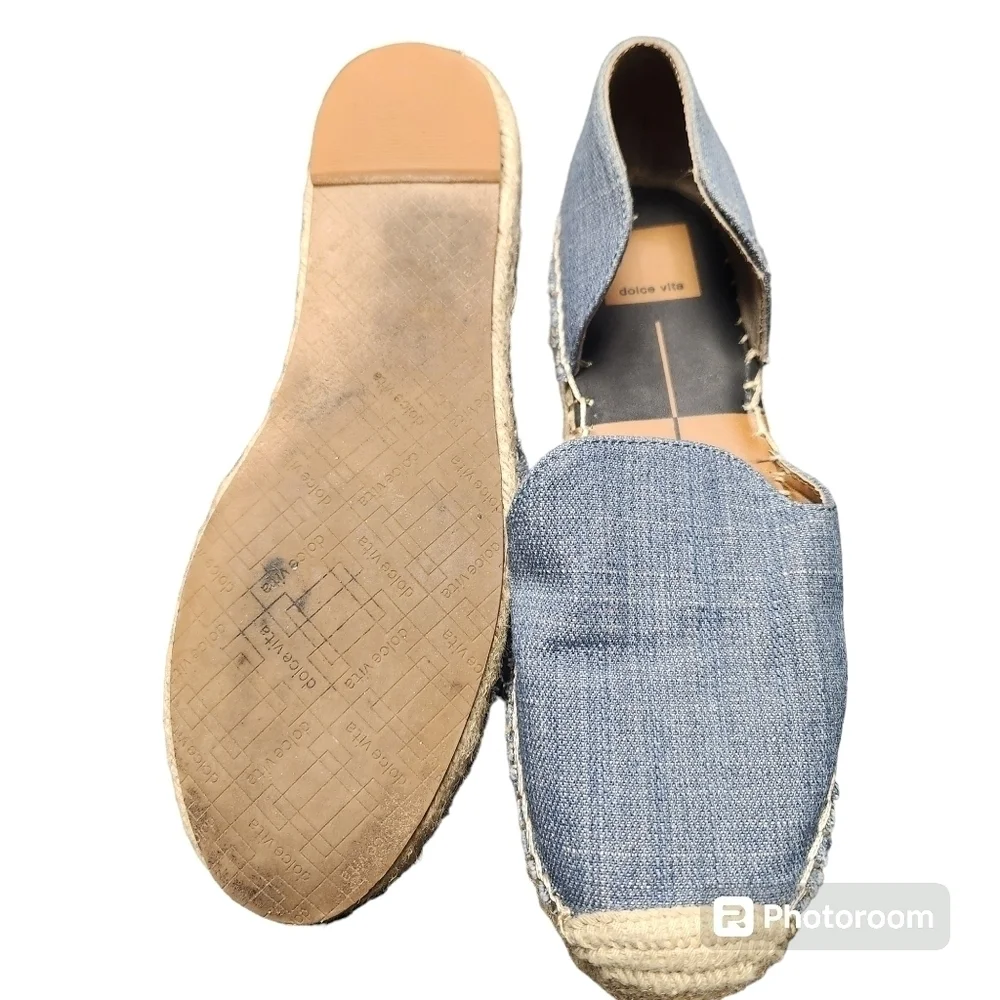 Dolce Vita D'Orsay Blue Linen Women’s Espadrilles Sandel Flats Size Sz. 7